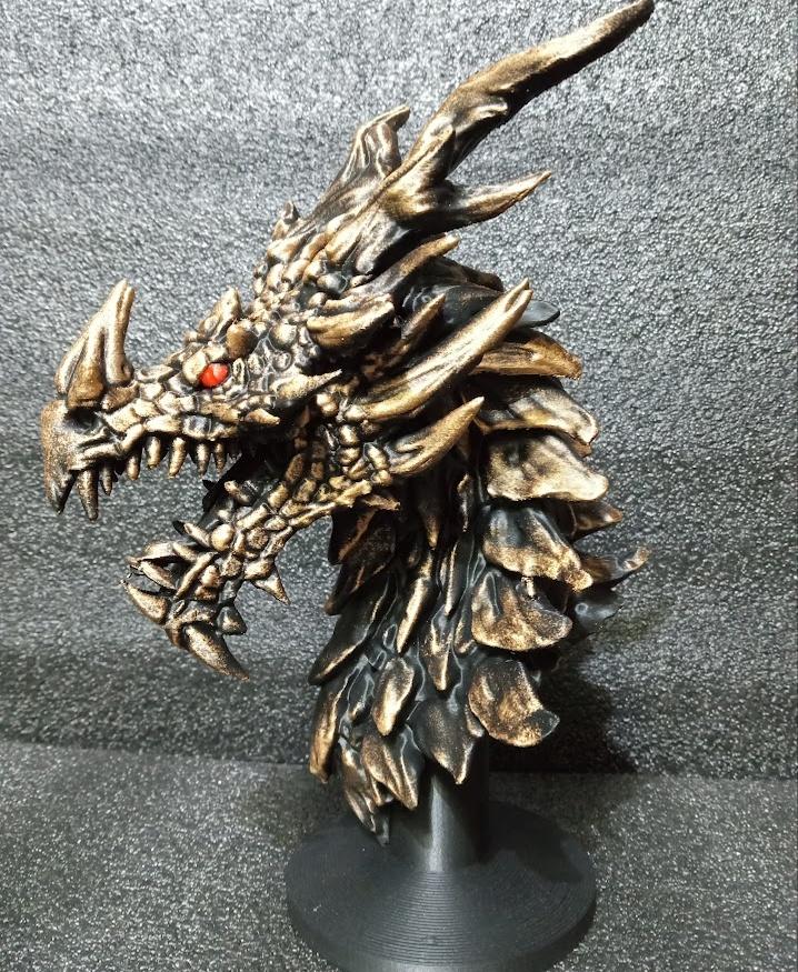 Dragon Head 1 - Fan Art - Decoration - gold rub n buff - 3d model