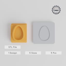 Egg Shape Stamp Tile, 5-Piece Geometric Oval Set, 20-40mm Sizes for Clay, Cookie & Fondant PRODUCT_1692 3d model