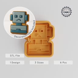 Robot Shape Cutter & Stamp Set, Perfect for Cookies & Fondant, Includes 3 Sizes, 6 Pieces PRODUCT_549 3d model