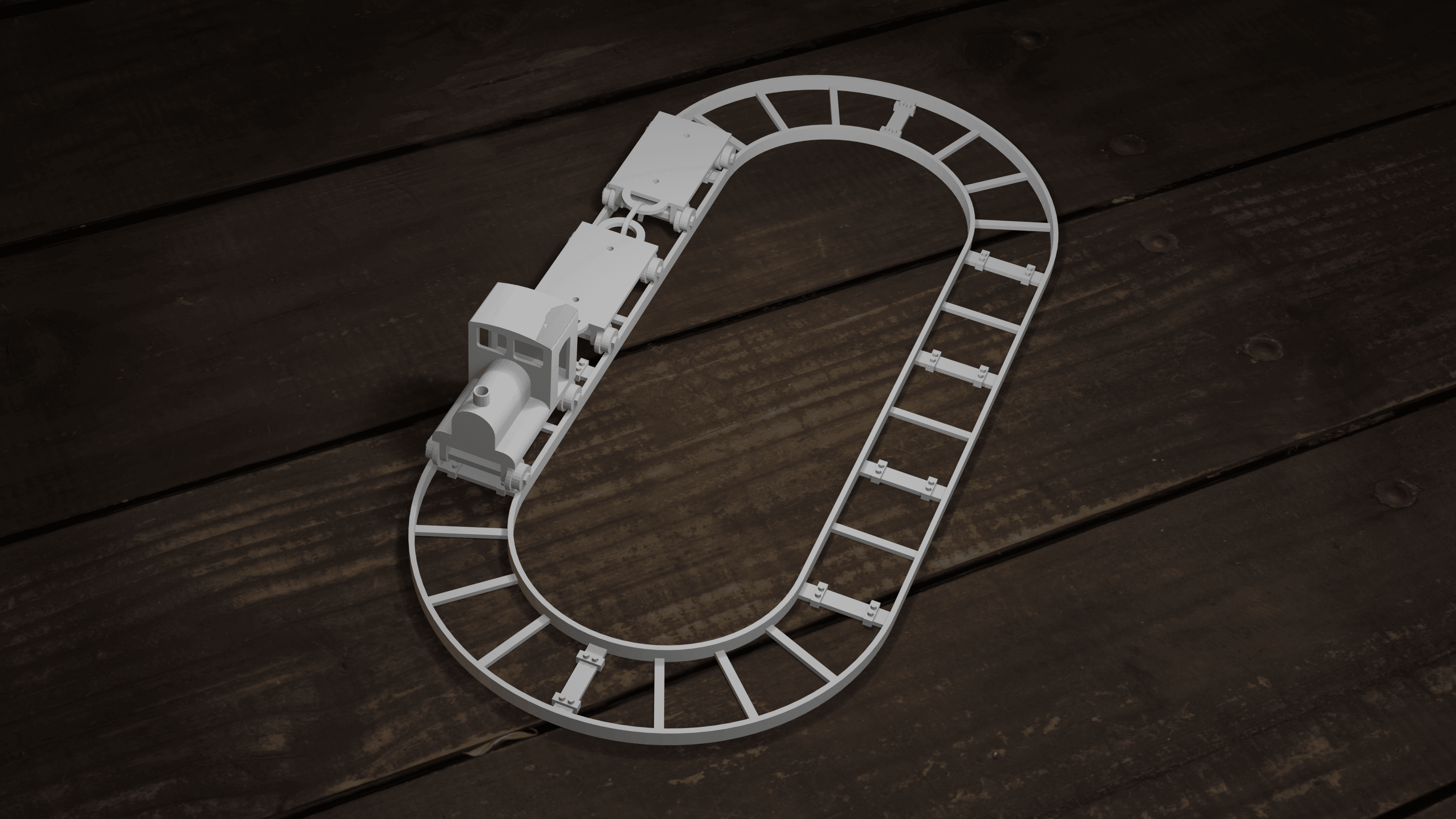 Train Set with Track – 50mm Gauge Railroad, Locomotive & Wagons 3d model
