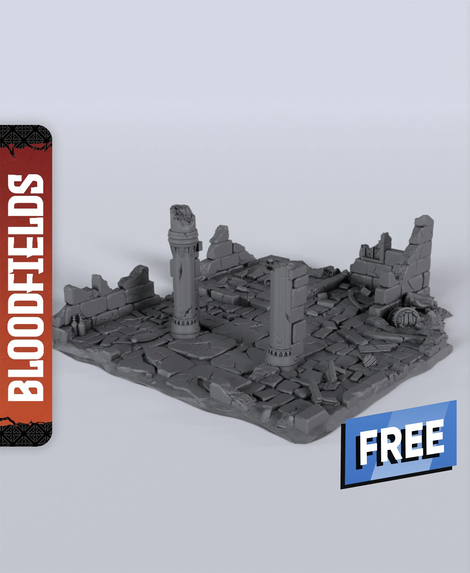 Large Ruins Terrain - With Free Dragon - 5e DnD Inspired for RPG and Wargamers 3d model