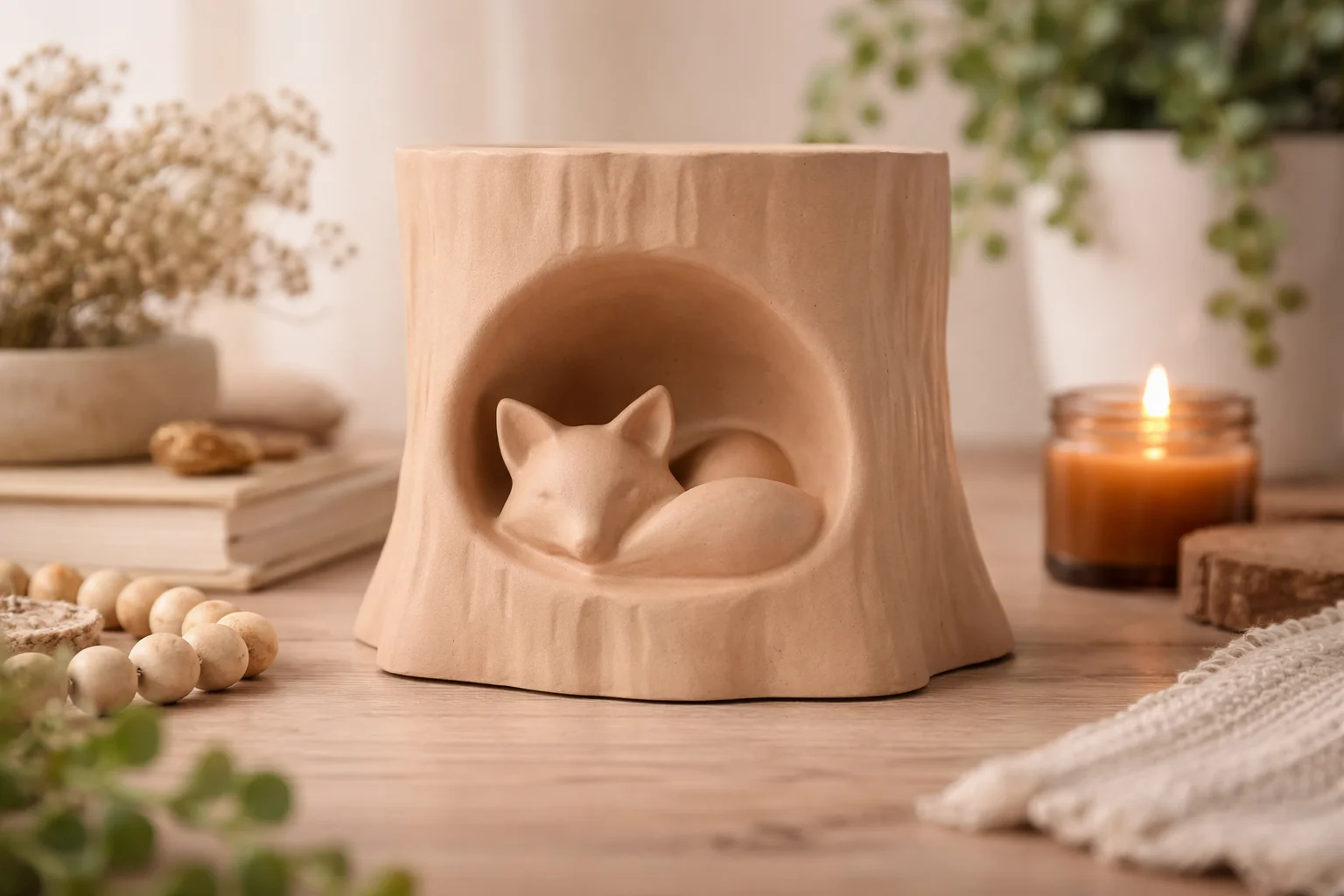 Fox Shelter Vase – Cozy Rustic Decor 3d model