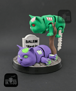 Flexi Zombie Cat / Print in Place / 3MF Included 3d model