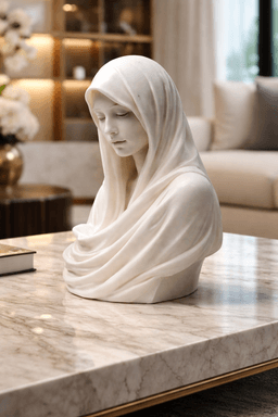 Veiled Madonna Inspired Bust STL – Religious Marble Sculpture 3d model