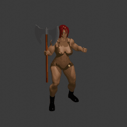 Barbarian Woman with an Axe v2 3d model
