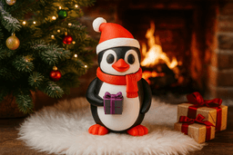 Festive Santa Penguin Figurine for Christmas Decor 3d model