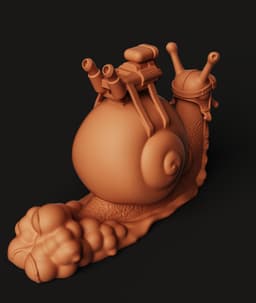 Turbo Snail Engine Statue | Mechanical Racing Snail | Cyberpunk Creature 3D Print 3d model
