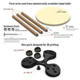 Tripod Table Mounting Plastic Spare Parts And Balance Feets 3d model