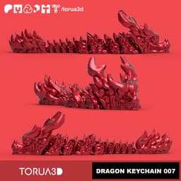 Articulated Dragon Keychain 007 - Print in place - No supports - 3mf - STL 3d model