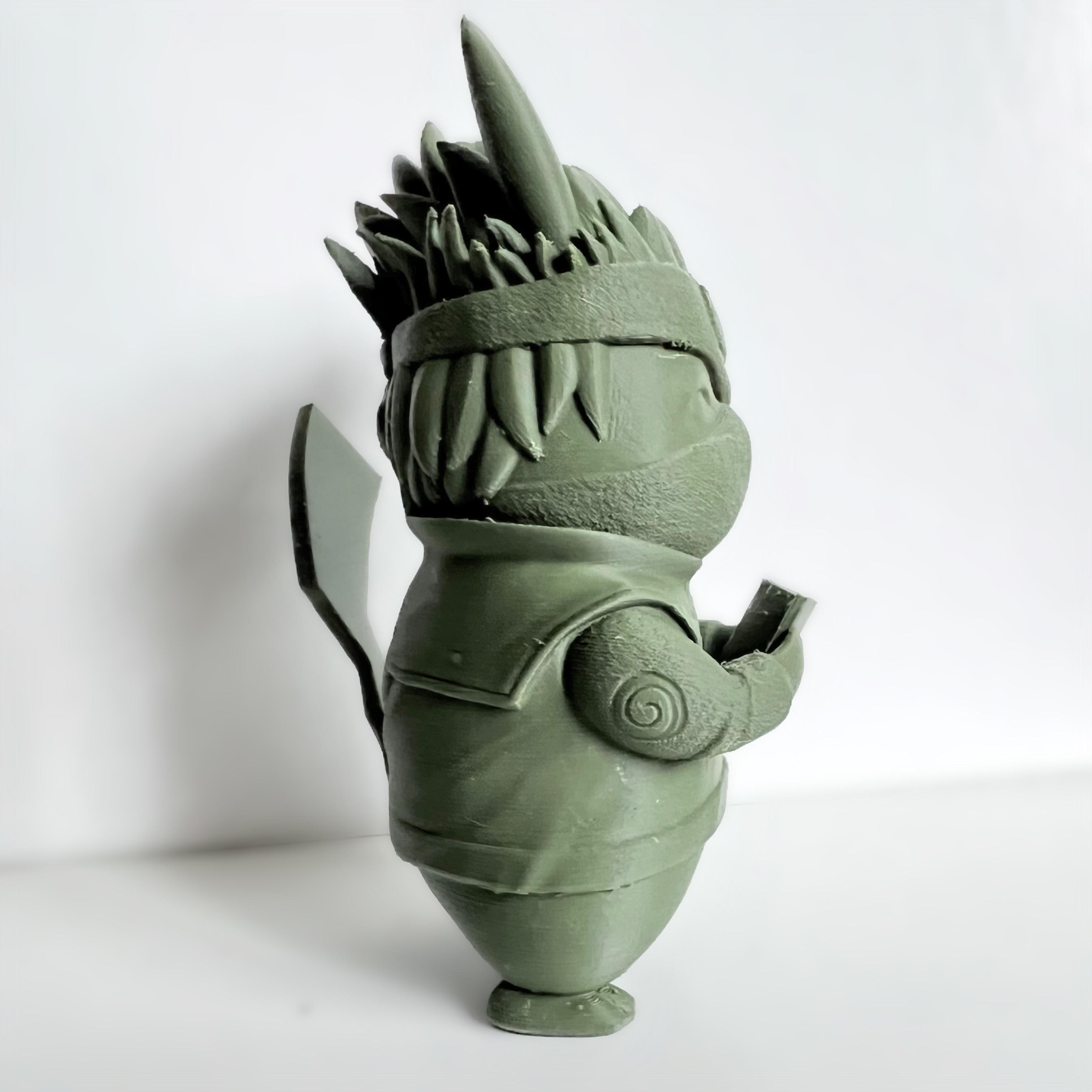 Pikachu_X_Kakashi.stl - Side profile. Printing in Eryone PLA in Matte Olive Green - 3d model