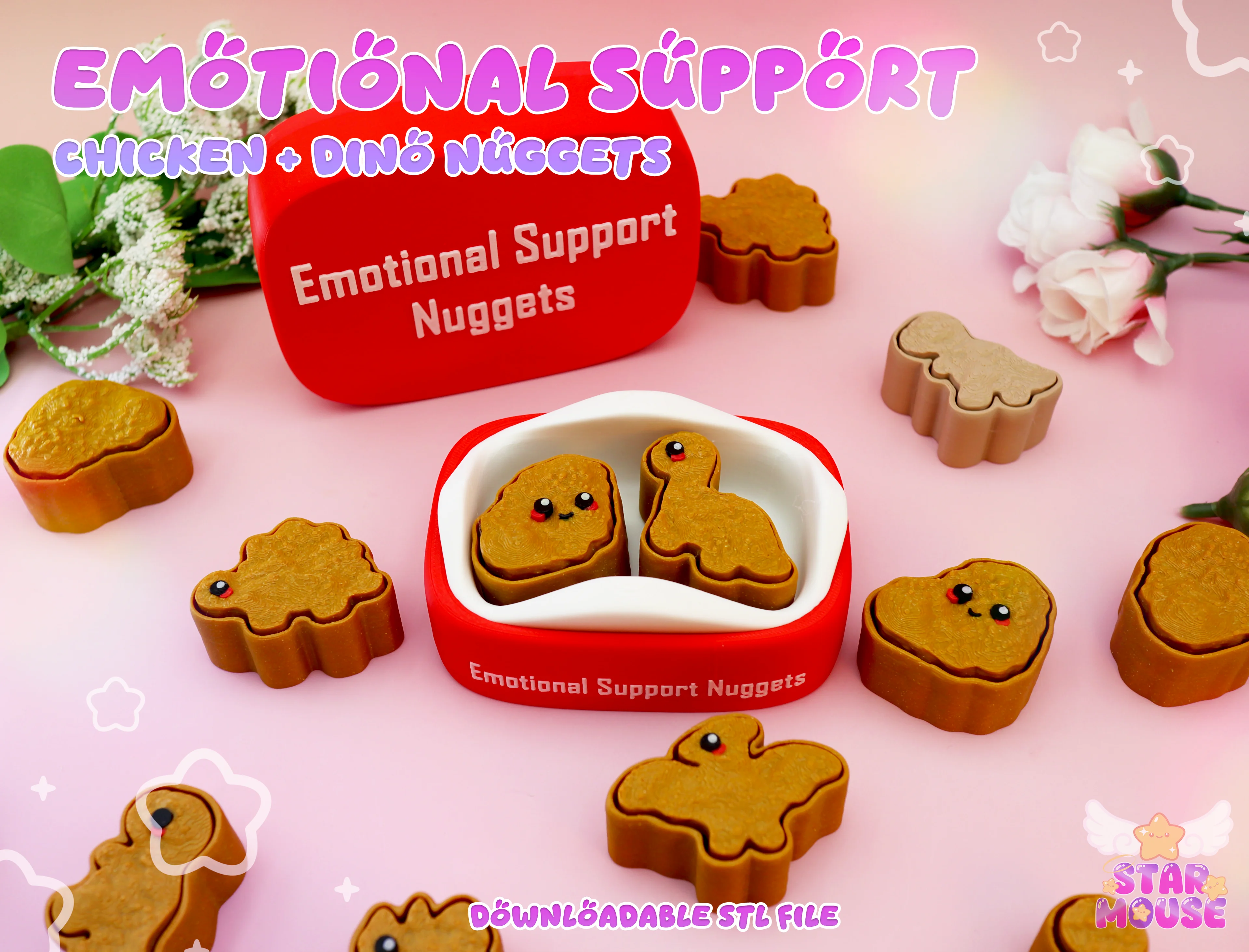 Dino Nuggie Clickers + Emotional Support Box 3d model