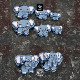 Elephant Wiggle Head Keyring 3d model