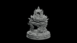 Floating Lotus Shrine STL - Printable Fantasy Sacred Architecture 3d model