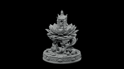 Floating Lotus Shrine STL - Printable Fantasy Sacred Architecture 3d model