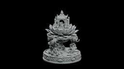 Floating Lotus Shrine STL - Printable Fantasy Sacred Architecture 3d model