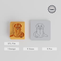 Golden Retriever Stamp Tile Set, 5 Motif Sizes: 20-40mm, Perfect for Clay, Cookies & Fondant, Animal Lover Design PRODUCT_5368 3d model