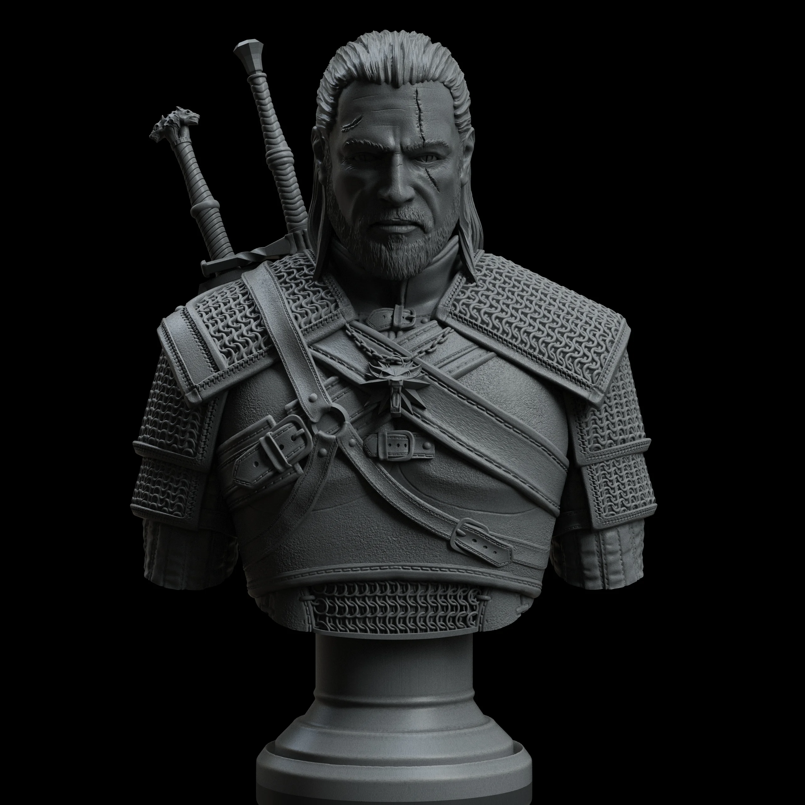 Geralt Of Rivia Bust - The Witcher (Pre-Supported) 3d model