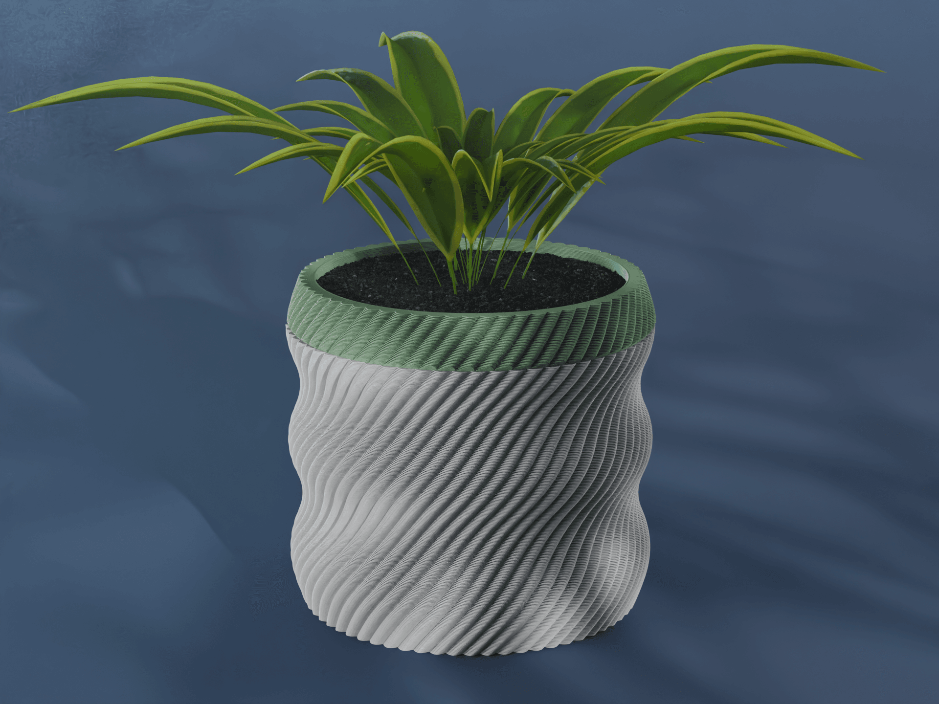 Hana Planter Pot, Scalloped Diagonal | Small, Medium, Large | Self Watering and Drip Tray 3d model