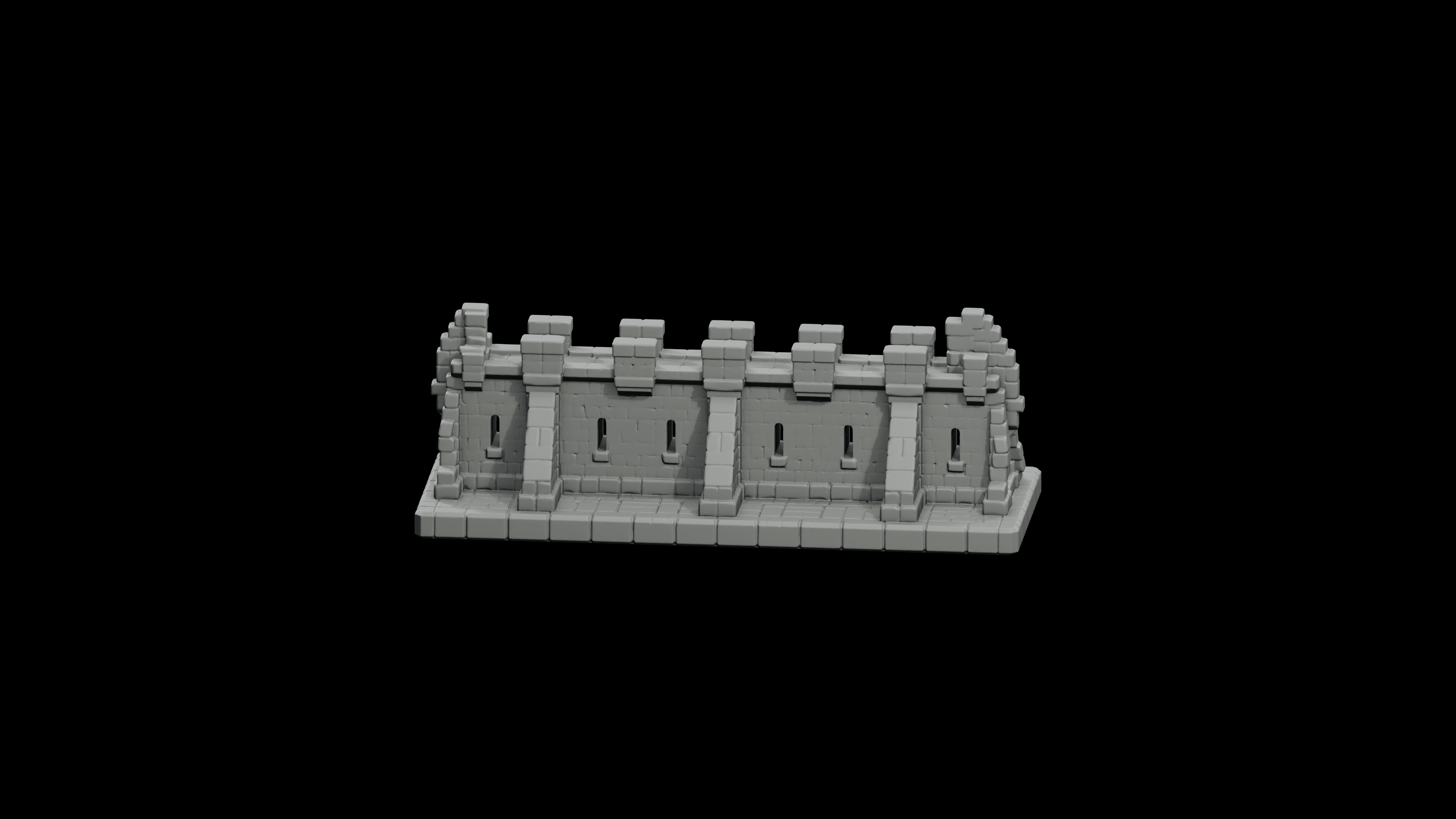 Modular Castle Wall Straight STL - Printable D&D Tabletop Terrain 3d model