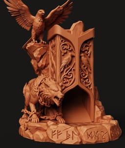 Norse Dice Tower STL | Viking 3D Print | Fenrir Eagle DnD 3d model