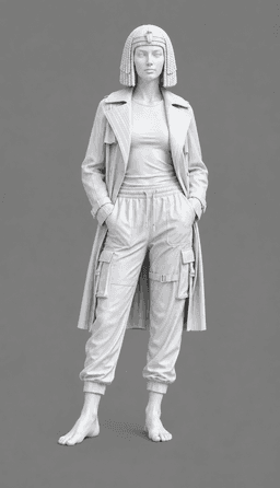 Urban Cleopatra Statue STL – Modern Egyptian Queen Fashion Figure | Unique 3D Print Sculpture 3d model