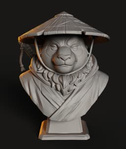 Bamboo Ronin Bust STL | Animal Bust 3D Print | Samurai Style 3d model