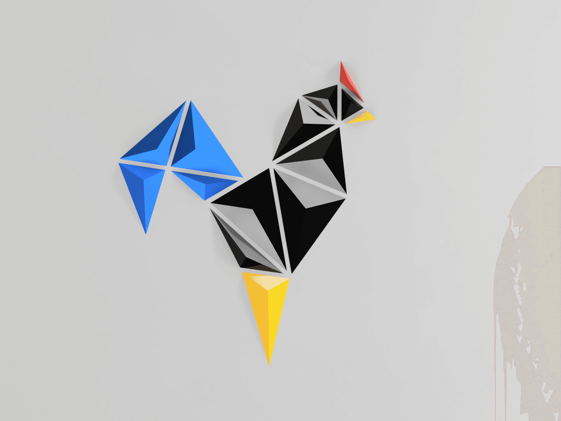 Minimalist Rooster wall art 3d model