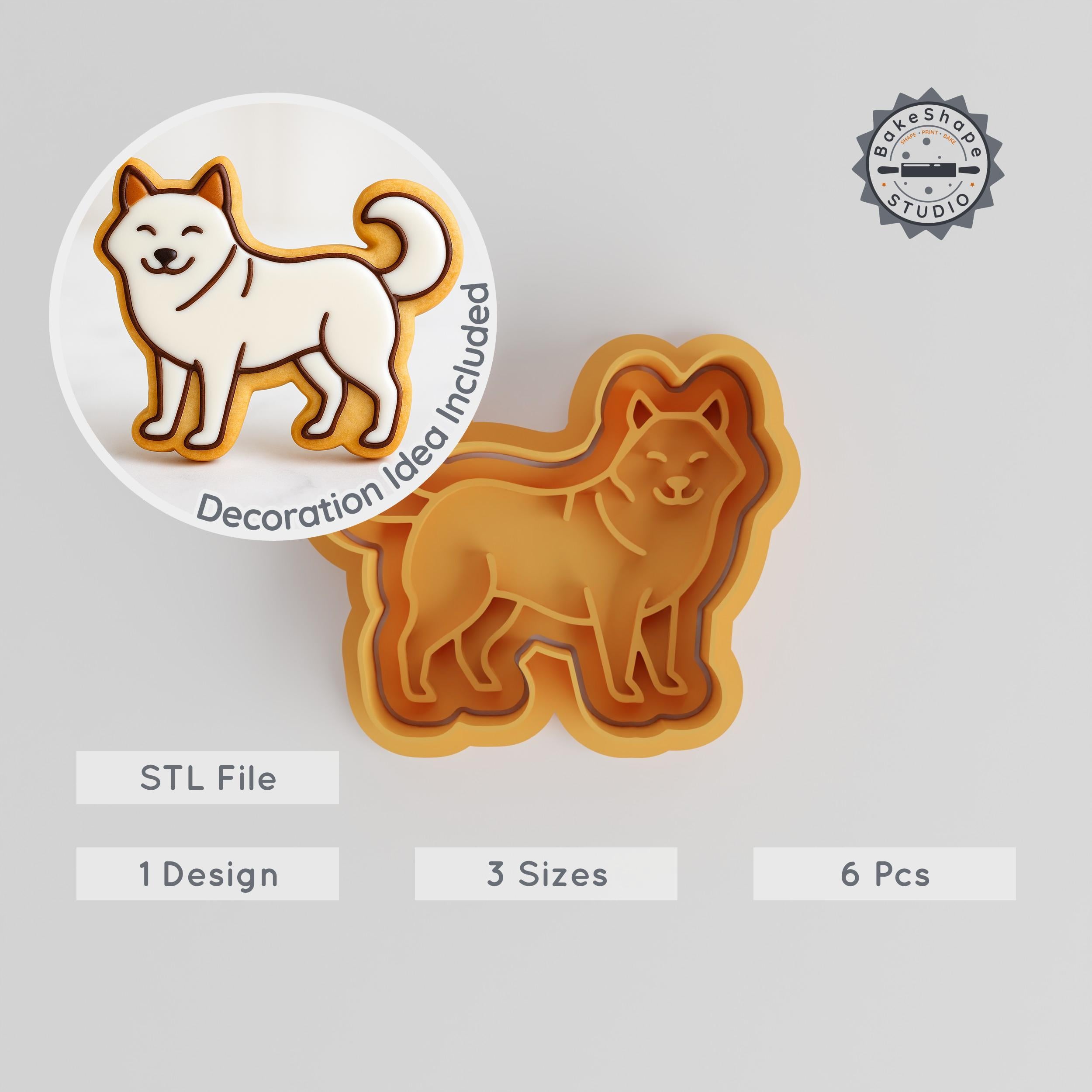 Dog Shape Cutter & Stamp Set, Cookie & Fondant, Pet Puppy Designs, 3 Sizes, S/M/L, Animal Baking Tools PRODUCT_292 3d model