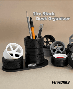 Tire Stack Desk Pen Holder 3d model