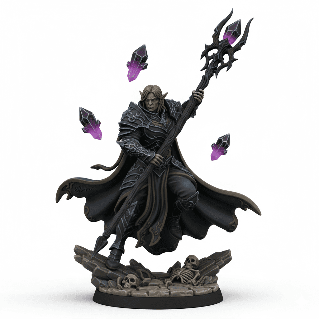 Elven War Mage Floating Crystals Premium STL File 3d model