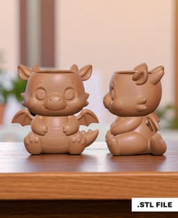 Chibi Dragon Pot – Adorable Winged Creature for Mini Plants 3d model
