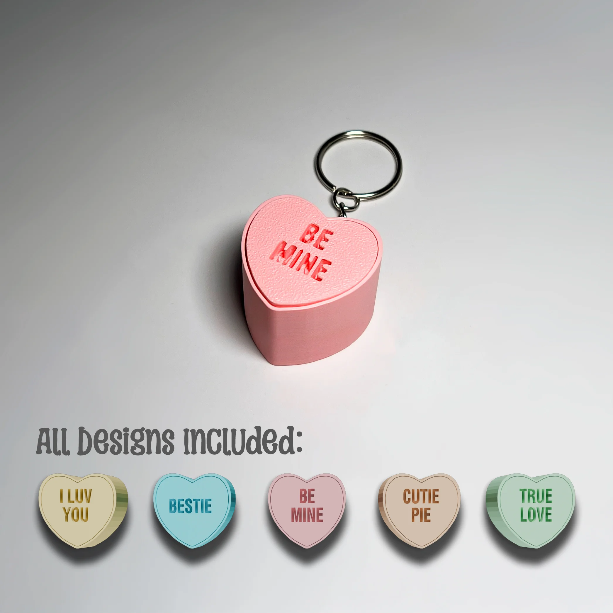 Conversation Heart Clicker / Valentine Heart Keychain / Fidget - No AMS - Commercial License Include 3d model