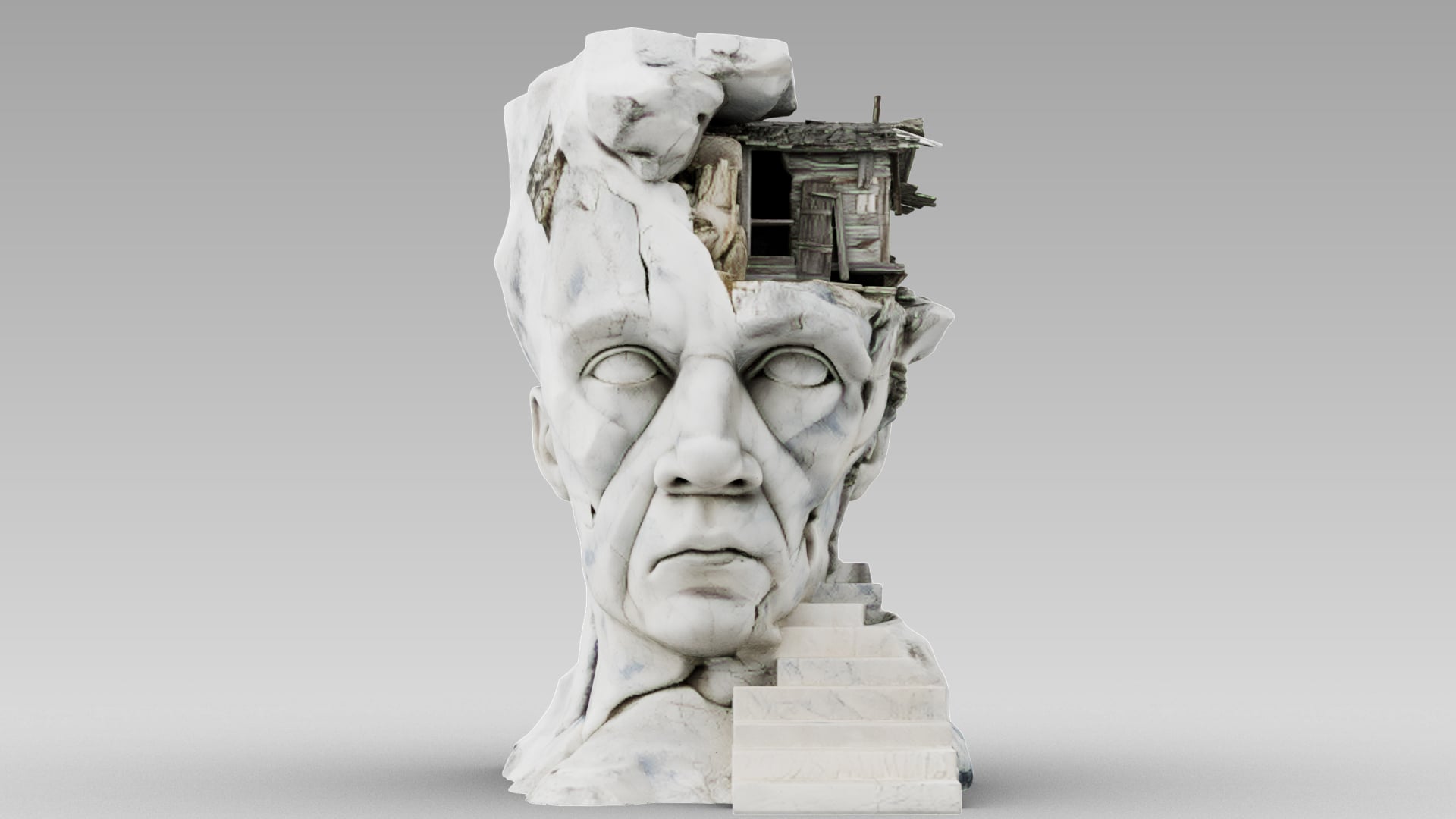 Abstract Sculpture - House Inside the Head 3d model