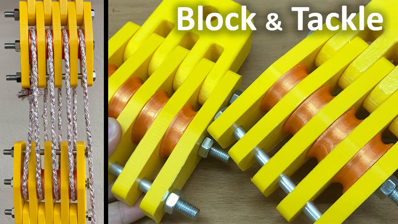 3D Printed High Strength Pulley System (Block and Tackle) 3d model