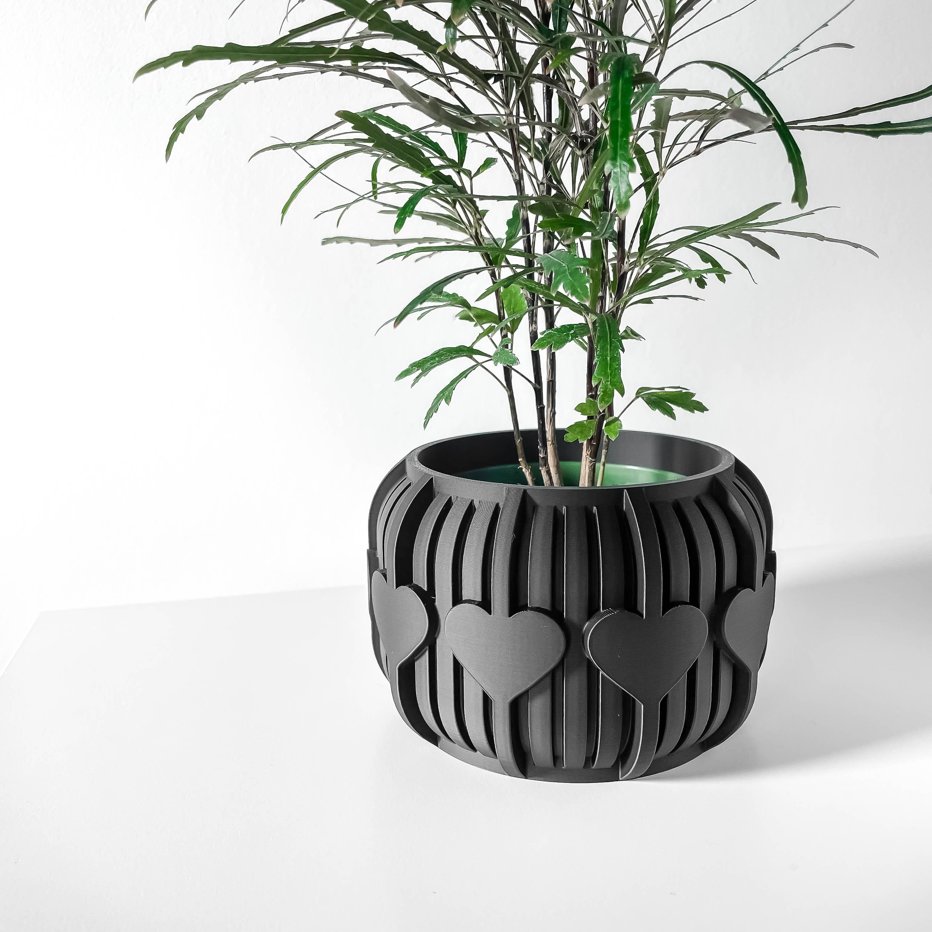 The Aldes Heart Planter Pot with Drainage Tray & Stand: Modern and Unique Home Decor for Plants 3d model