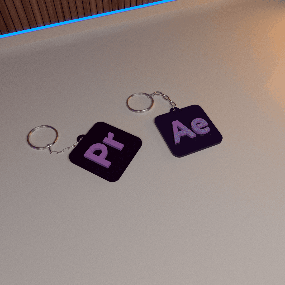 PREMIERE AND AFTER EFFECTS - KEYCHAIN 3d model
