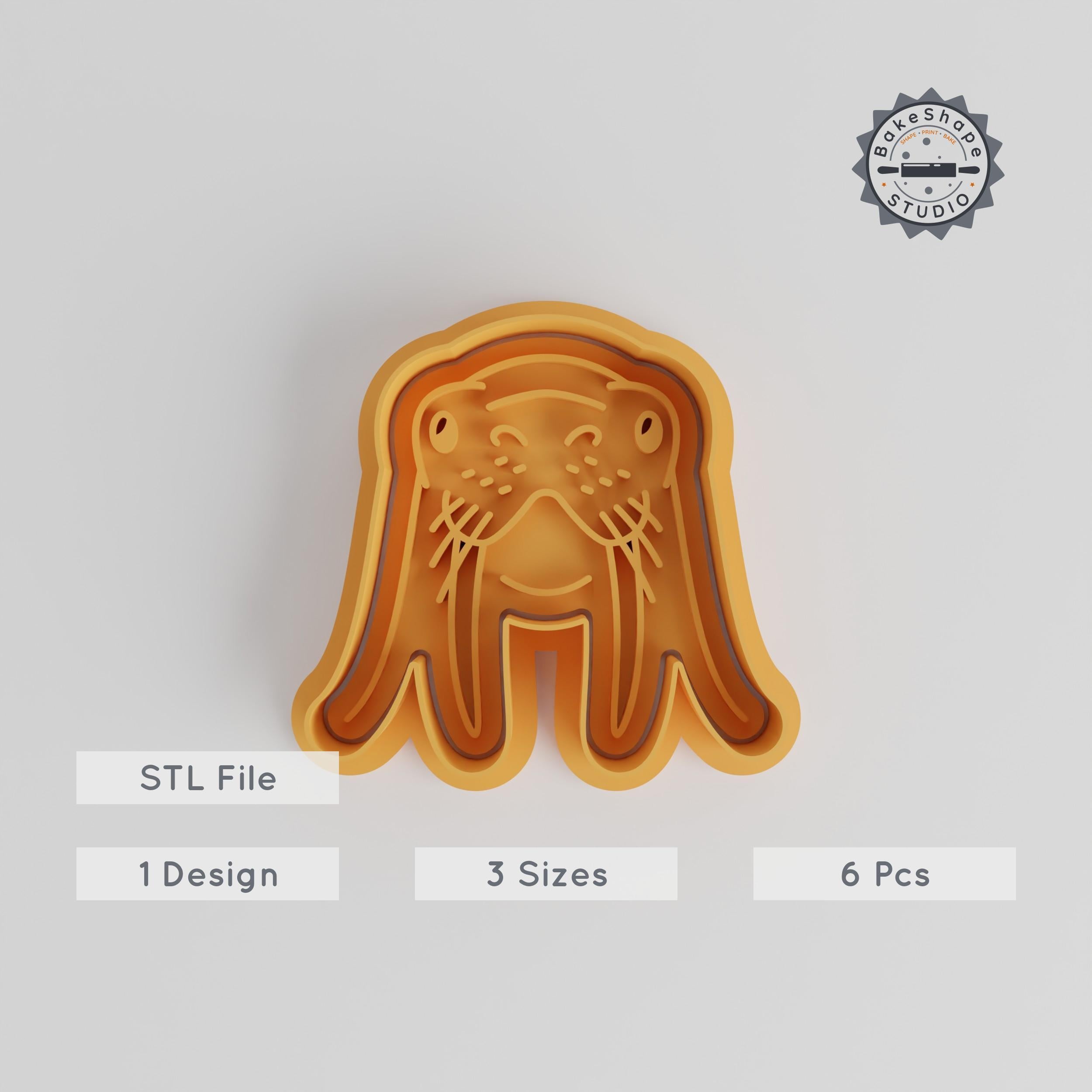 Walrus Shape Cutter & Stamp Set, 6-Piece Cookie & Fondant Baking Tools, Beach & Wildlife Theme, Sizes S/M/L, Animal Cute Collection PRODUCT_5583 3d model