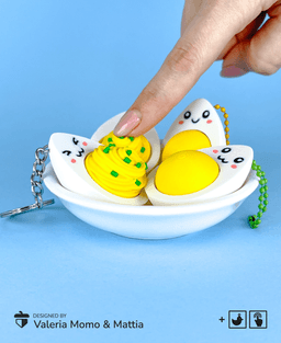 Clicker Egg Keychain with Smiley Faces, Fun Fidget 3d model