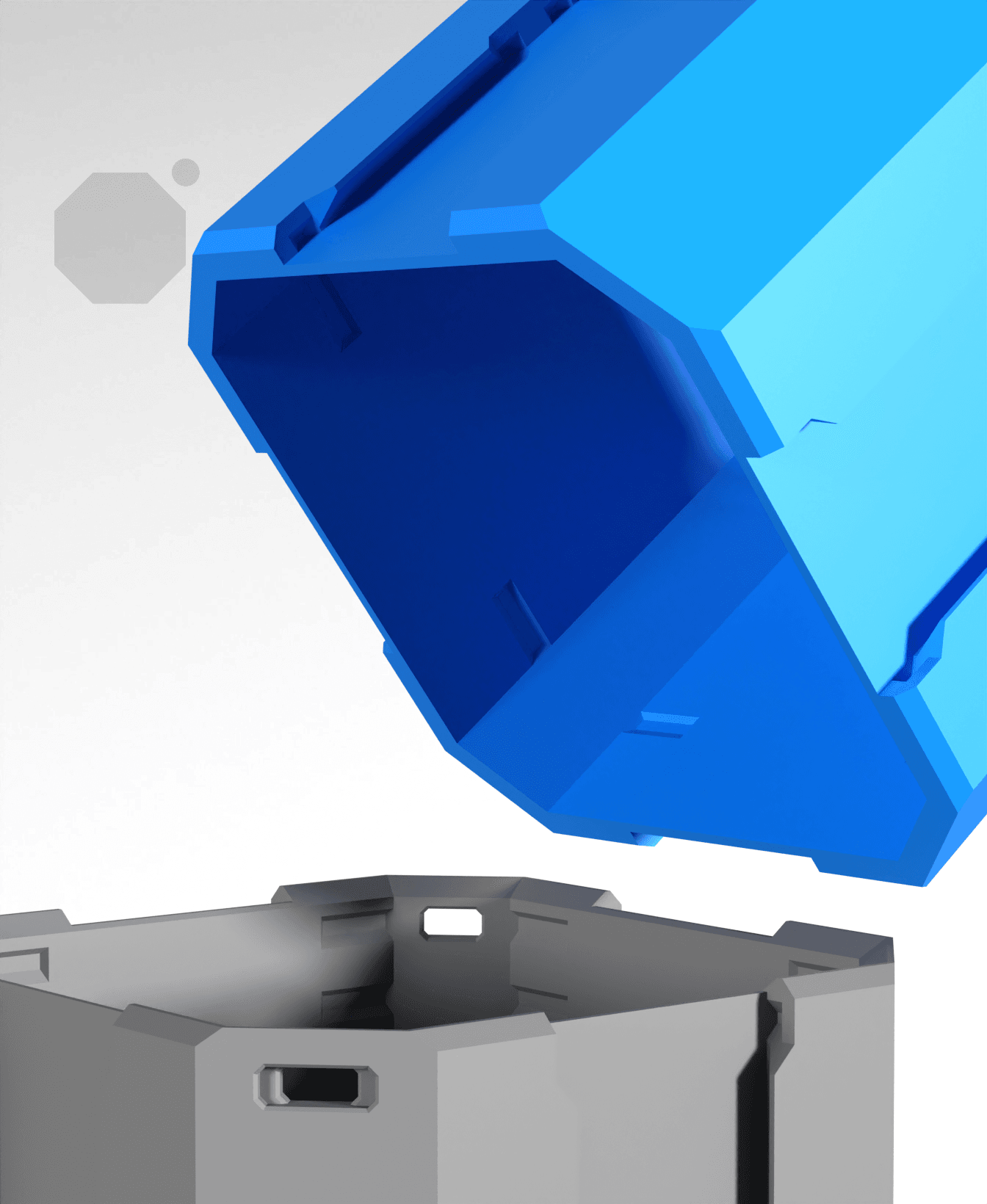 4x3x2.5 - Full Multipoint Rail - Pop-In Multibin Shell Extension 3d model