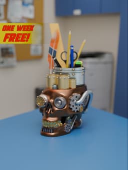 Steampunk skull Pencil holder 3d model