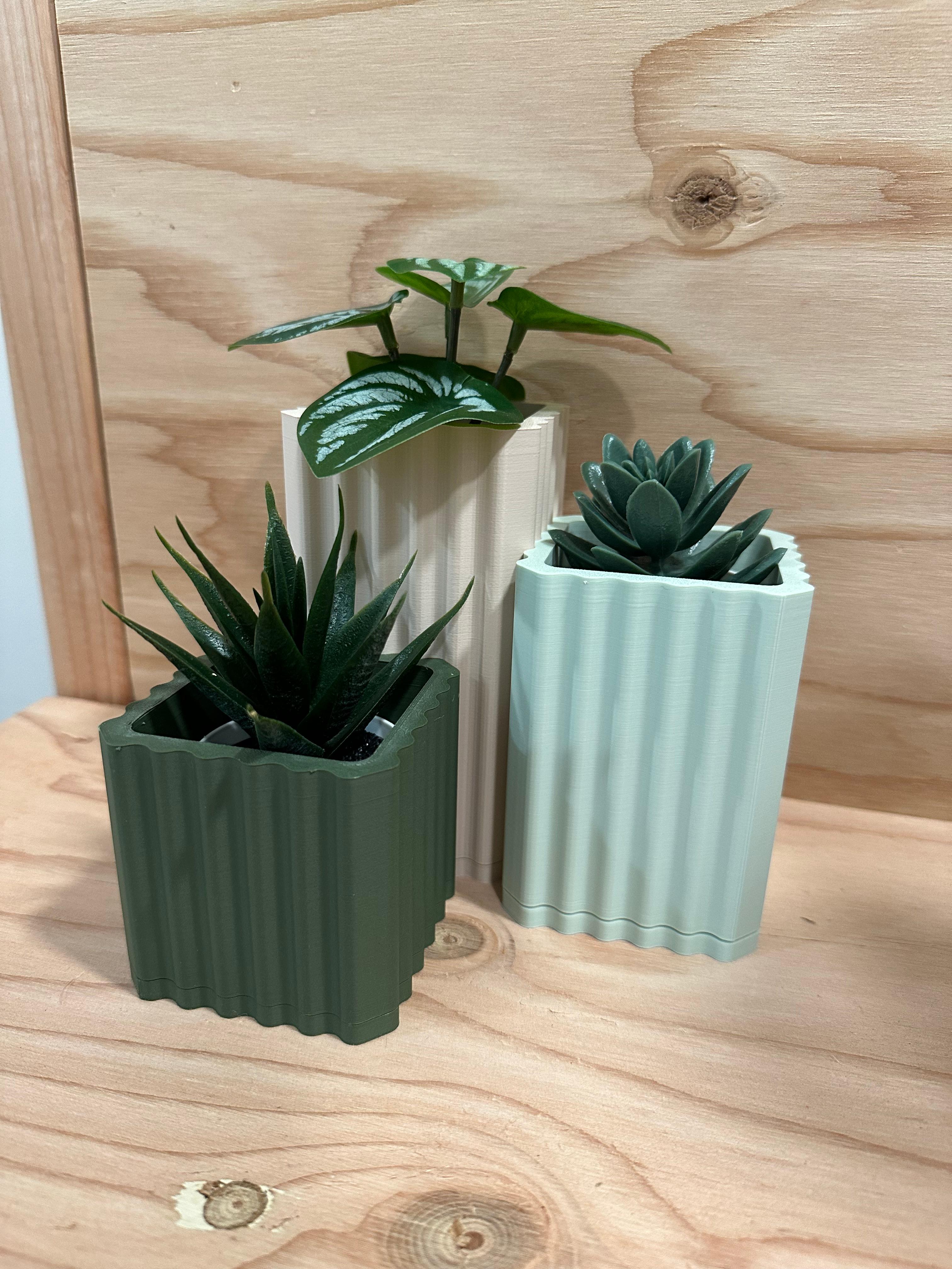 3 Mini Planter Set - Wavy Squares 3d model