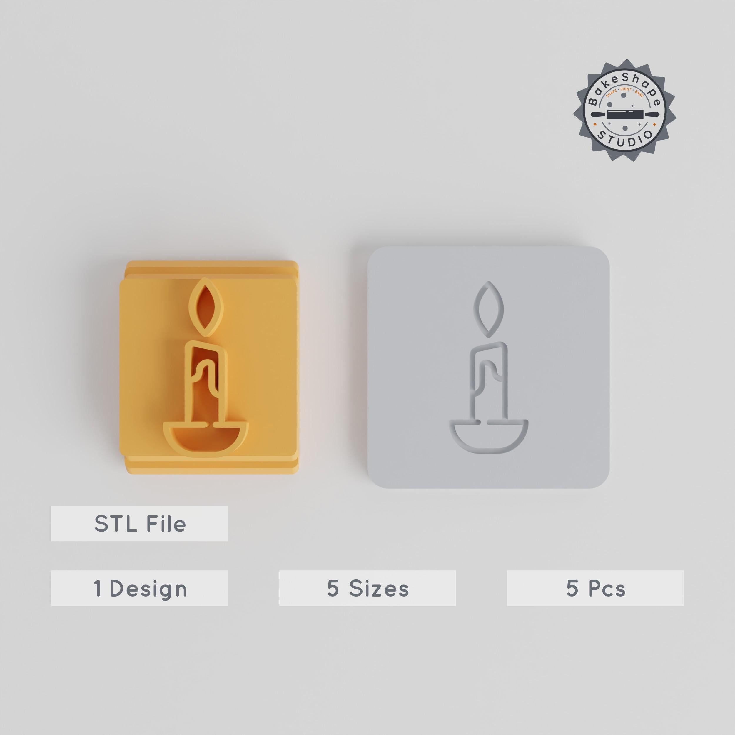 Candle Stamp Tile Set, 5 Sizes 20-40mm, Perfect for Clay, Cookies & Fondant, Cozy Light Decoration & Flame Motif PRODUCT_3792 3d model