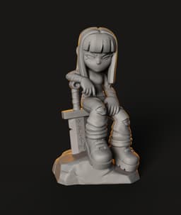 Sword Girl Throne STL | Character Figure | Chibi Street Style 3d model