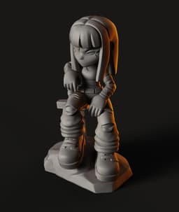 Sword Girl Throne STL | Character Figure | Chibi Street Style 3d model