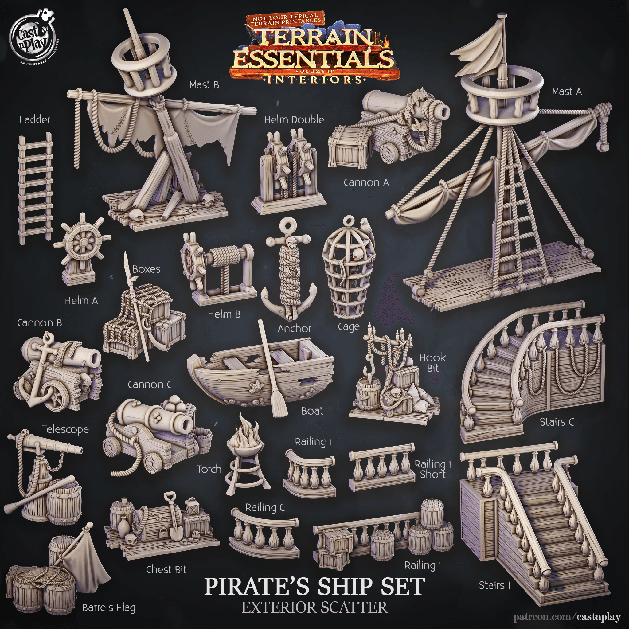 Pirate's Ship Set (Pre-Supported) 3d model