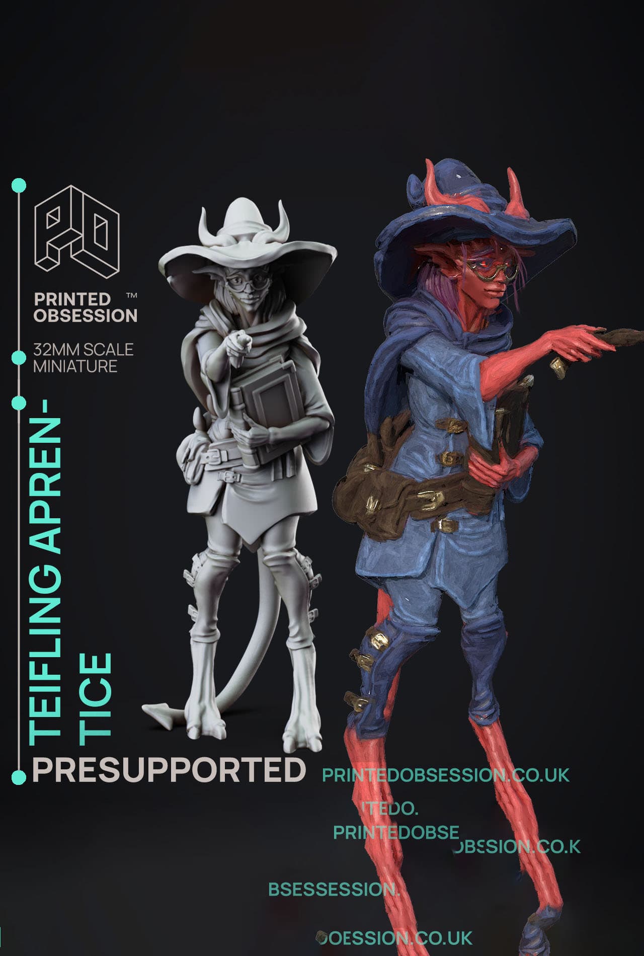 Wizard Apprentice - Foundlings - PRESUPPORTED - Illustrated and Stats - 32mm scale 3d model