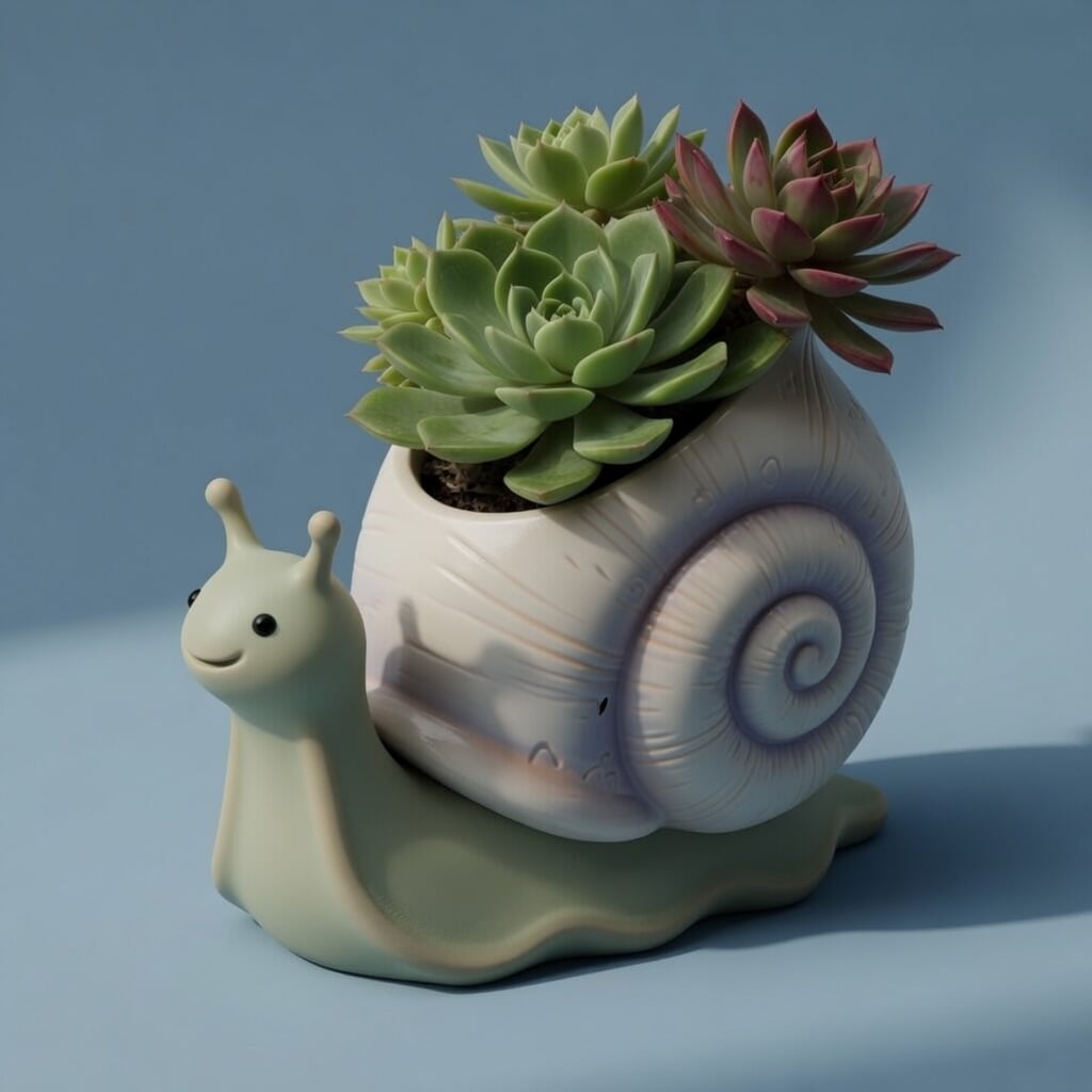 Kawaii Snail Succulent Pot 3d model