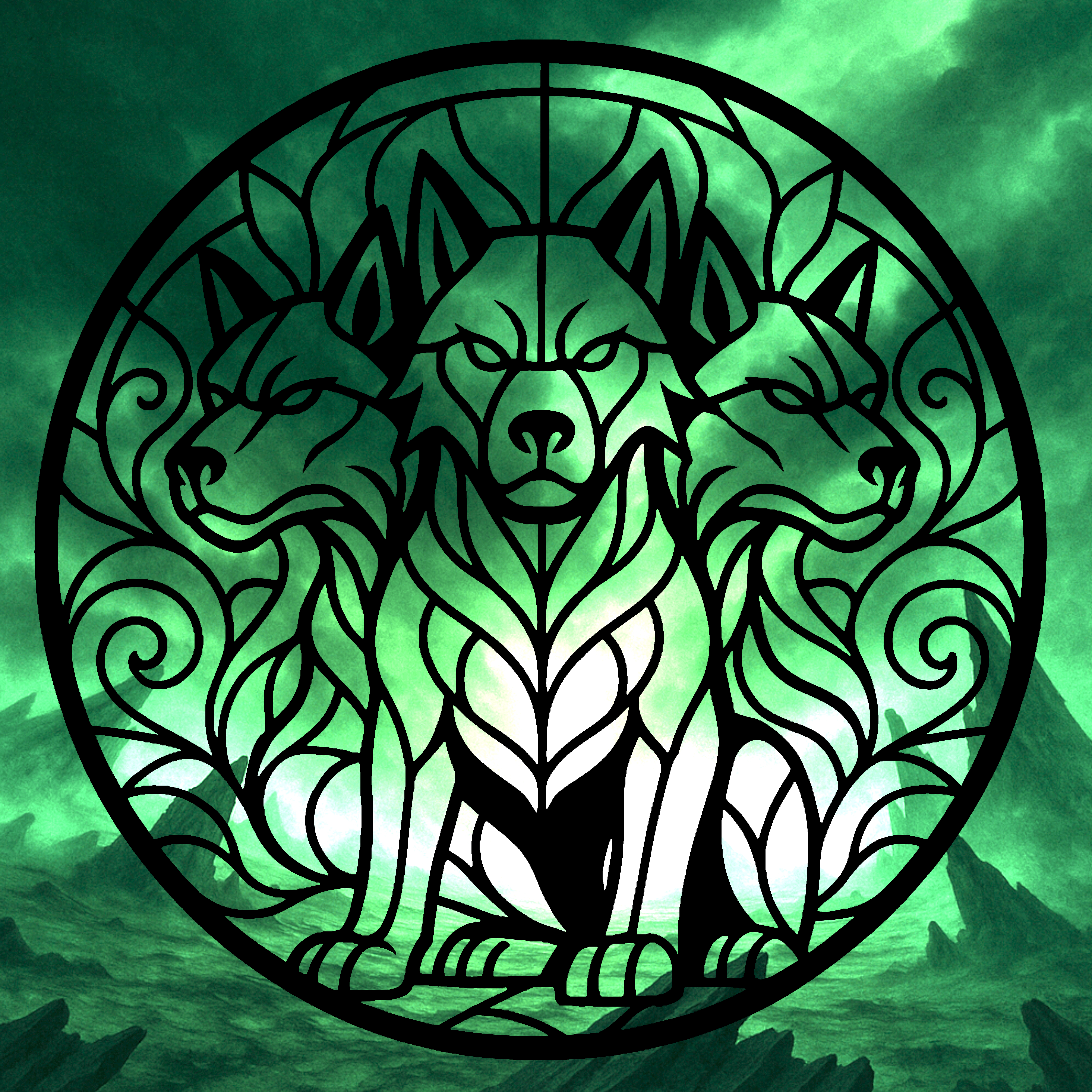 Cerberus 2D stained glass art 3d model
