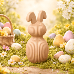 Easter Bunny Figurine STL | Modern Ribbed Bunny | Easter Decoration | Minimalist Home Decor Sculptur 3d model