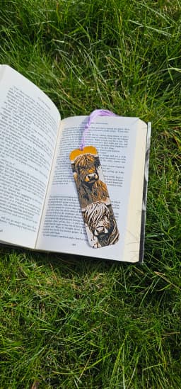 Double Highland Cow 3D Printed Bookmark – HueForge Multi-Color Design 3d model